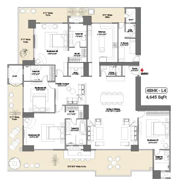 4 BHK Unit 1 Floor Plan
