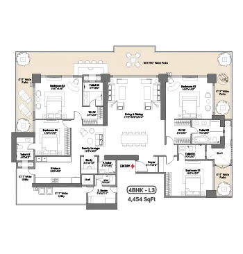 4 BHK Unit 3 Floor Plan