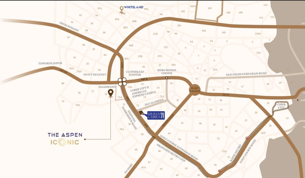 Whiteland The Aspen Location Map Sector 76 Gurgaon