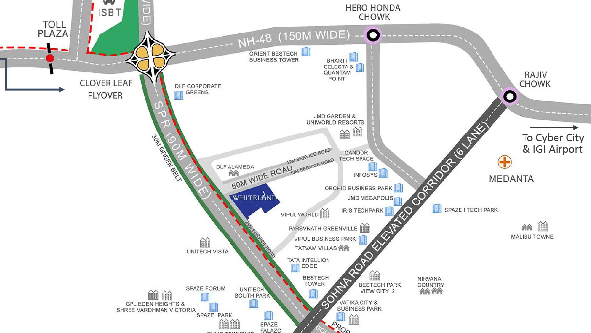 Whiteland Urban Cubes Location Map